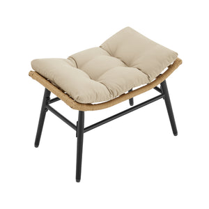 English Elm Benson 3-Piece Lounge Set Cream – Weatherproof PE Rattan, Tufted Cushions, Tempered Glass Table B365P397651