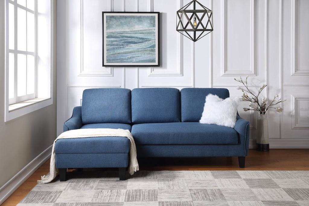 OSP Home Furnishings Lester Chaise Sofa Blue