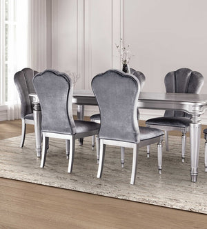 English Elm Silver Glam 2pc Side Chair Set with Light Gray Upholstery, Fluted Metal Legs, Modern Dining Comfort B2741P406183