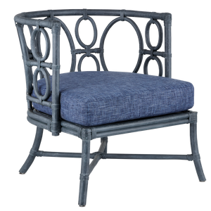 Tegal Navy Chair – Handcrafted Rattan with Vintage Finish, Perfect for Sunrooms & Beachside Spaces