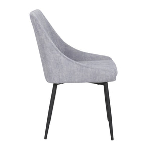 English Elm Diana Corduroy Accent Chair Set of 2 in Grey with Black Metal Legs — Contemporary Cushioned Dining Seats B202P223493
