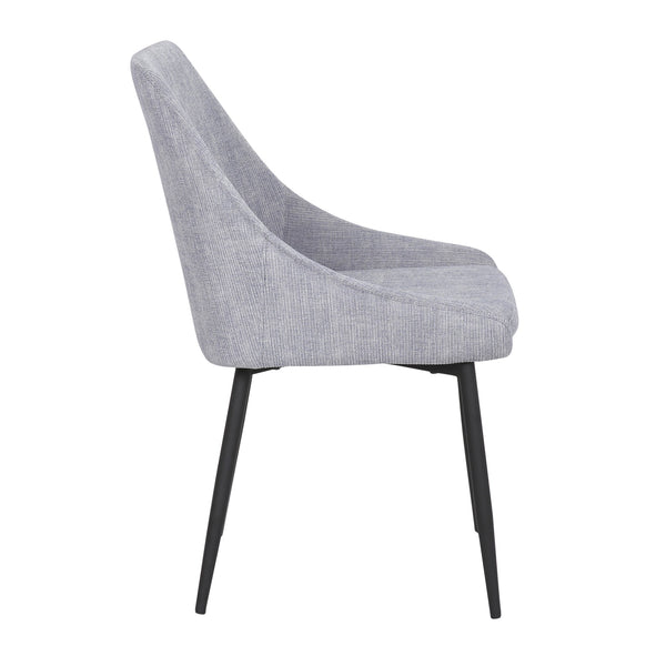 English Elm Diana Corduroy Accent Chair Set of 2 in Grey with Black Metal Legs — Contemporary Cushioned Dining Seats B202P223493