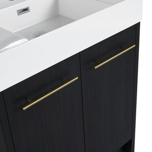English Elm 30 Inch Freestanding Bathroom Vanity With Modern Resin Sink & Soft-Close Doors For Easy Storage W999S00178