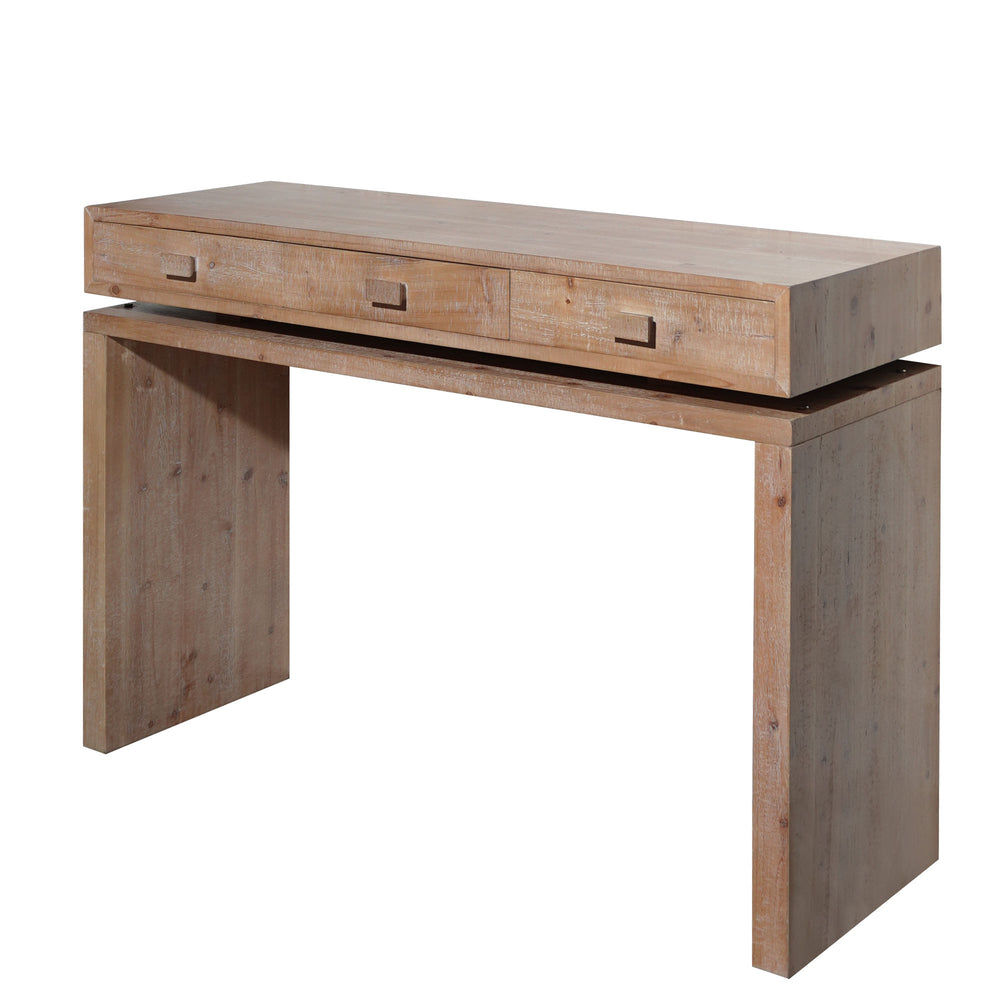 English Elm Rustic Wooden Console Table 53.6" Rustic Entryway Table with 3 Drawers Distressed Farmhouse Charm W2729P270741