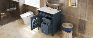 English Elm 30'' Modern Bathroom Vanity With Ceramic Sink, Stylish Storage, 2 Drawers & Tip-Out For Organization N710P250194C