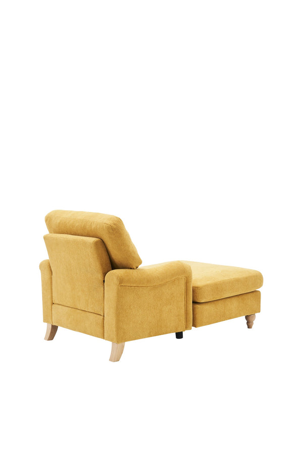 English Elm Modern Mid-Century Oversized Chaise Lounger Sofa Bed with Solid Wood Legs, Deep Seat Comfort Sleeper Yellow W2363S00069