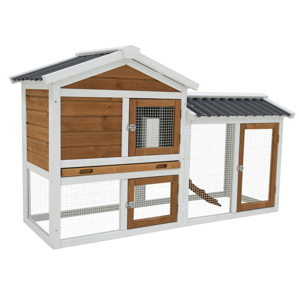 English Elm 58" Fir Wood Rabbit Hutch Waterproof Roof Galvanized Tray Small Pet Enclosure W1431P341314