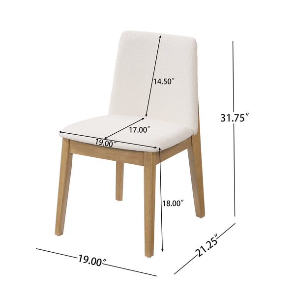 English Elm Christopher Knight Home® - Upholstered Modern Armless Dining Chair Set of 2 with Ergonomic Curved Back & Solid Wood Frame Durable Fabric Beige,Oak N771P330590A
