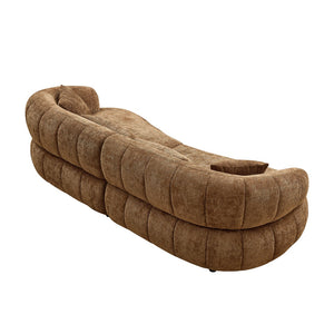English Elm 102.36 Inch Curved Boucle Sectional Sofa Four Seat Mid Century Modern Living Room Brown W2582S00188