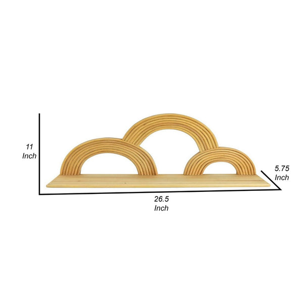 English Elm Dadi Sculptural Three Tier Semicircle Wood Wall Shelf Warm Brown Organic Display B056P416896