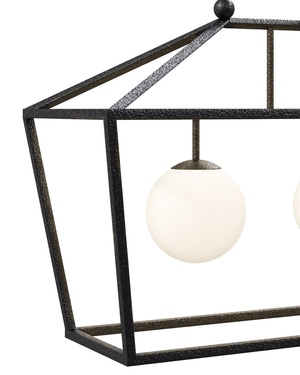 Currey & Company Denison Black Outdoor Lantern - Elegant Wrought Iron Design With Soft Glow For Patios & Porches Black Wrought Iron ,Glass 9500-0023-currey-company