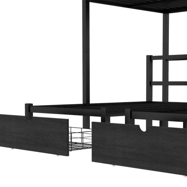 English Elm Twin Triple Bunk Bed Metal L-shaped Frame Sleeps Three Kids White Finish W1580S00480