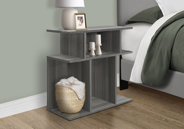English Elm Accent Table Two Tier Narrow Black Laminate Metal Legs Modern Living Room Bedside B2710P219057