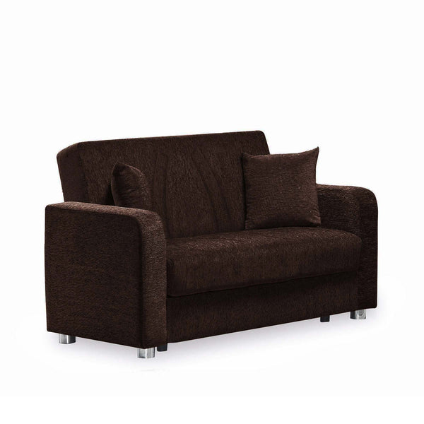 English Elm PrimeNest Gravita Collection Upholstered Convertible Loveseat with Storage, Chenille Sleeper Comfort and Style Dark Brown B030P281808