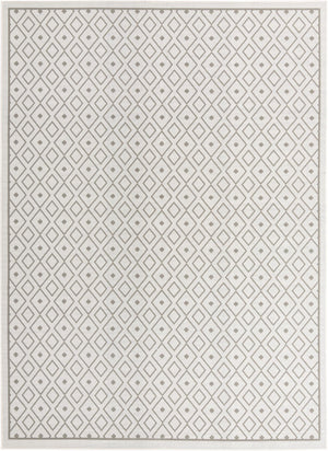 Unique Loom Outdoor Trellis Kafes Machine Made Geometric Rug Ivory, Gray 9' 0" x 12' 2"