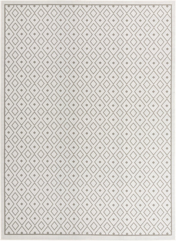 Unique Loom Outdoor Trellis Kafes Machine Made Geometric Rug Ivory, Gray 9' 0" x 12' 2"