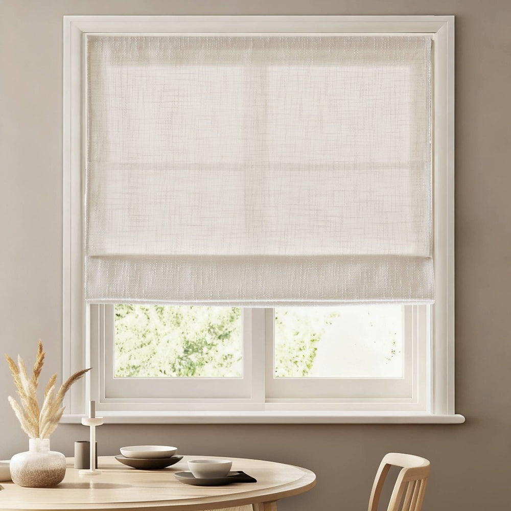 English Elm 1-piece Cordless Roman Shade Linen-look Textured Fabric Room Darkening Privacy Filter B035P482924