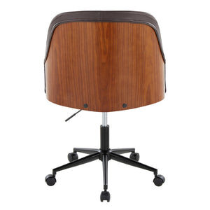 English Elm Office Task Chair Mid-century Modern Walnut Wood Faux Leather Swivel Desk Seat B202P474170