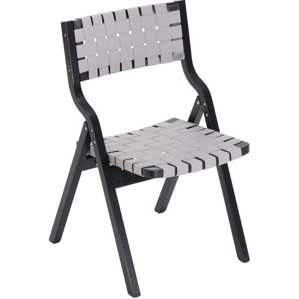 English Elm Wood Folding Dining Chairs Woven Rattan Seat Webbing Back Teak Finish Set of 2 T3623P431374