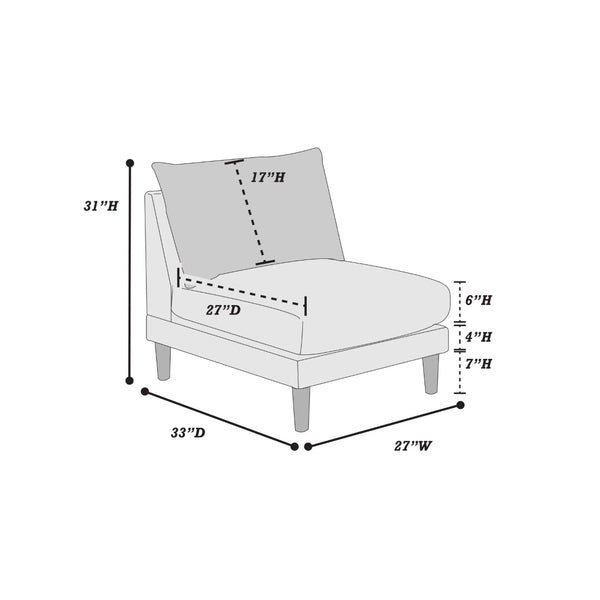 English Elm Modern 6-Piece Modular Sectional Set - Configurable U-Shaped Couch With Armless Chairs & Ottoman B011S01574-GIGA