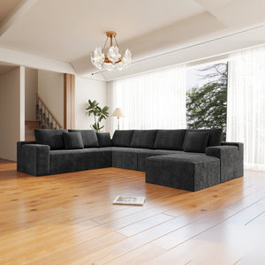 English Elm 137.8*104.3"Modular 137.8*104.3" Modular Sectional Sofa - Plush Corduroy, No Assembly, Versatile 4-Piece Design In Grey W3819S00115