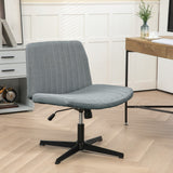 English Elm Homcom Wide Office Chair, Armless Office Desk Chair, Computer Fabric Vanity Chair With Adjustable Height, Gray