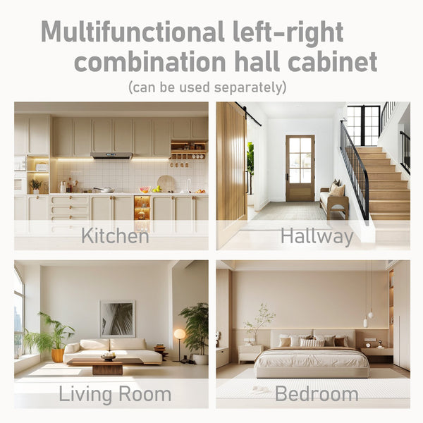 English Elm Multifunctional Hall Cabinet – Stylish 2-In-1 Storage Solution With Hooks For Entryway & Living Room W1580S00187