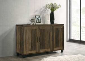 English Elm Cortona Three Door Shoe Cabinet with Oak Grain Laminate Finish for Entryway Dark Oak B2749P413396