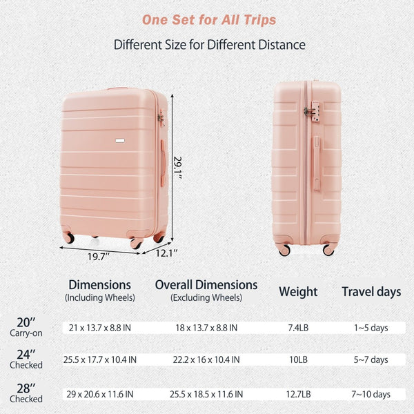 English Elm Luggage Set 4 Piece Abs Hardshell Suitcases with Spinner Wheels and Weekender Bag N726P218511S