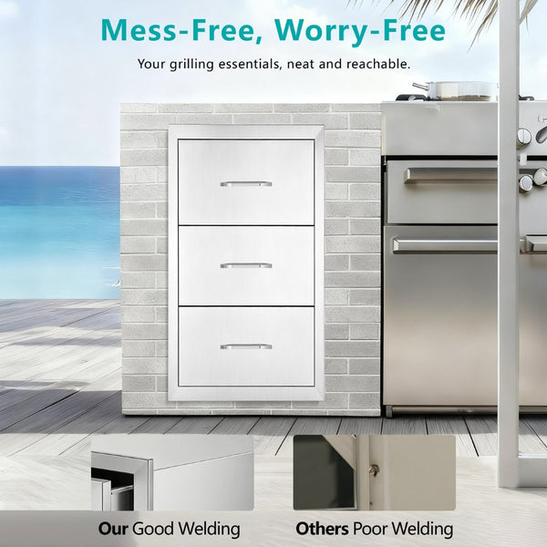 English Elm Stainless Steel Kitchen Organizer with Drawers and Built in Paper Towel Dispenser W5006P397549