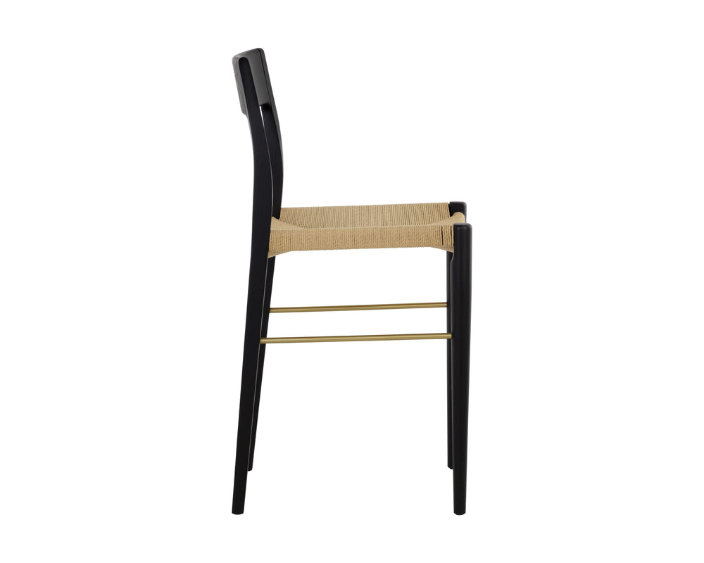 Sunpan Bondi Counter Stool - Modern Farmhouse Design with Hand-Woven Rope and Sustainable Timber Frame Black