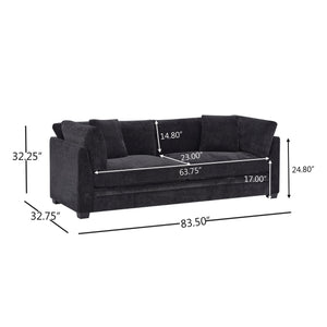 English Elm Christopher Knight Home® - 83.50" Modern Flared Arms Sofa with Chenille Upholstery, High-Density Cushions and Sturdy Legs Black N771P345835H