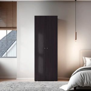 English Elm Armoire 66.9" H - Stylish Black Wengue, 2 Doors & 2 Shelves - Perfect For Compact Bedroom Spaces B097P395868