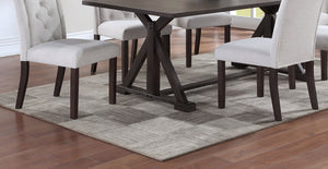 English Elm Modern Bone White Fabric Tufted 2pc Side Chairs Set — Rustic Espresso Legs, Upholstered Comfort, Solid Wood Finish B011P203552