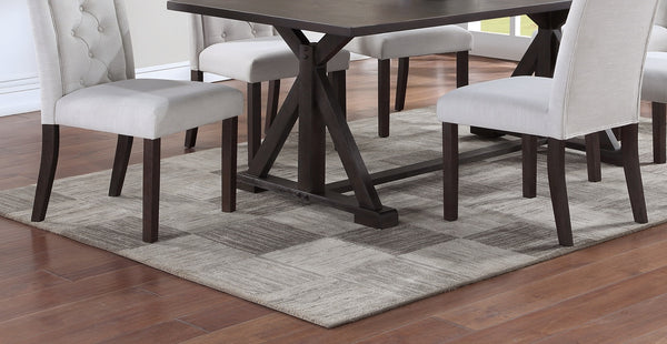 English Elm Modern Bone White Fabric Tufted 2pc Side Chairs Set — Rustic Espresso Legs, Upholstered Comfort, Solid Wood Finish B011P203552