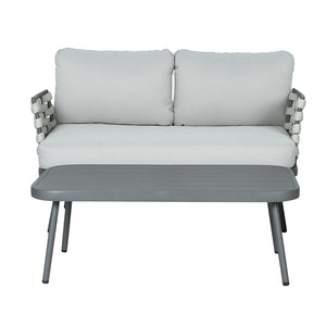 English Elm Christopher Knight Home® - Mariano Hand-Woven Rope Loveseat with Water-Repellent Cushions, Rust-Resistant Aluminum Frame Gray+Gray N773P277439E