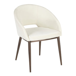 English Elm Renee Contemporary Velvet Chair with Cut-Out Back, Copper Metal Legs, Cream Upholstery, Cozy Comfort B202P223640