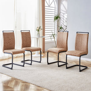 English Elm Modern Chic Dining Chairs with Faux Leather Padded Seat, High-Density Foam Comfort & Metal Legs Set Brown 38.97 L x 19.29 W x 18.11 H W1512P395378