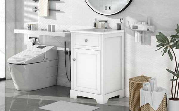 English Elm 20" Modern Bathroom Vanity With Sink, Soft-Close Door, Adjustable Shelves & Stylish Storage Rack N725P351848K