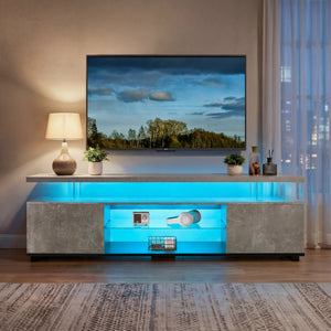 English Elm Tv Stand with Led Lighting Two Tone Mdf Entertainment Console for Gaming Living Room W2178P455923