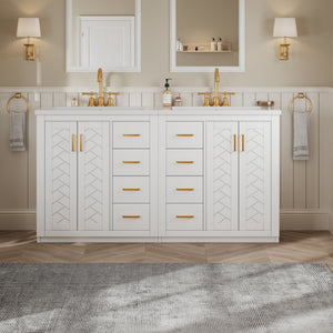 English Elm 60'' Bathroom Vanity Set With Soft-Close Drawers, Elegant Ceramic Sink & Ample Storage Space N710SS00002K