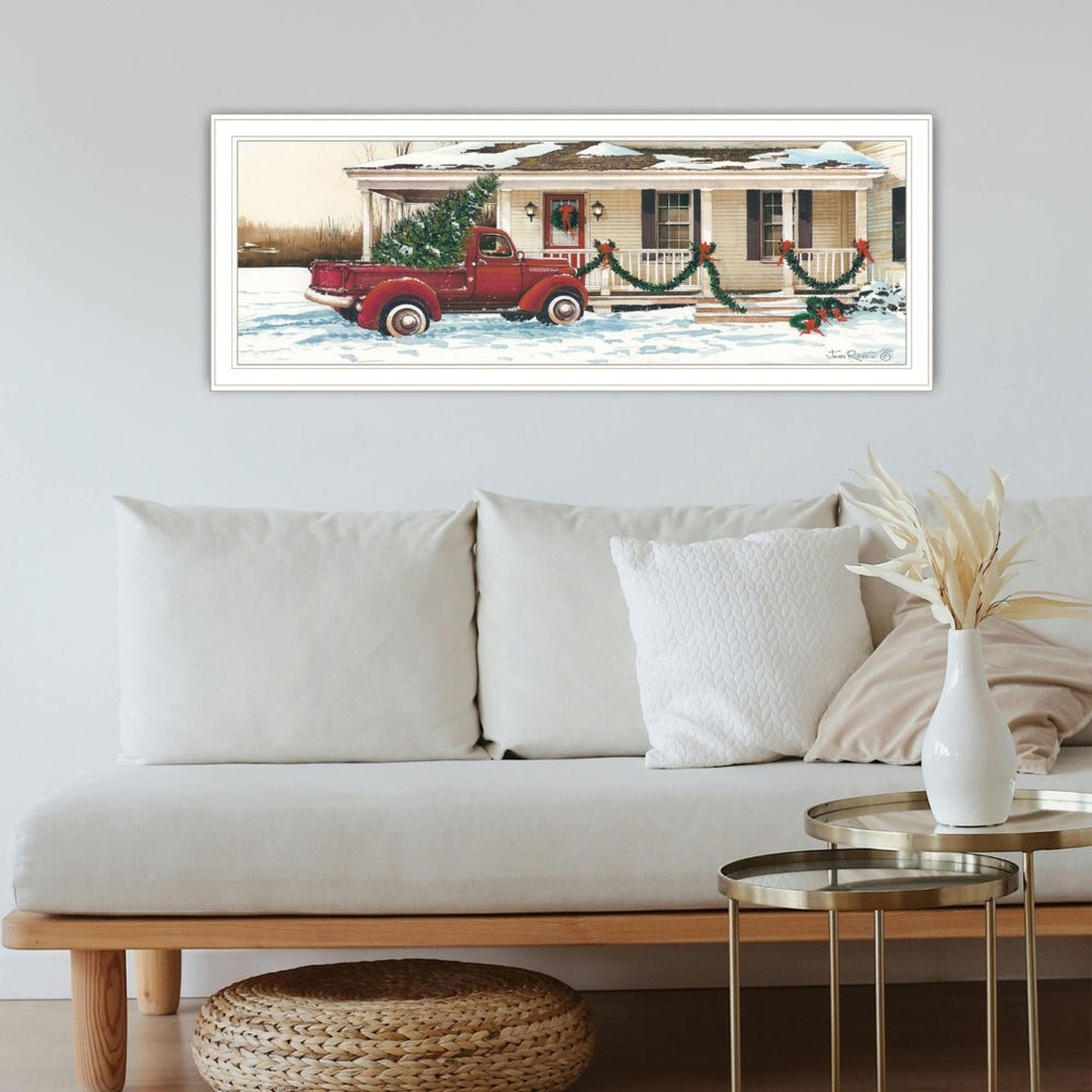 English Elm Trendy Decor 4u Winter Holiday Framed Canvas Print White Wood Wall Art Bedroom Living Room B067P256647