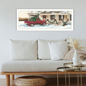 English Elm Trendy Decor 4u Winter Holiday Framed Canvas Print White Wood Wall Art Bedroom Living Room B067P256647