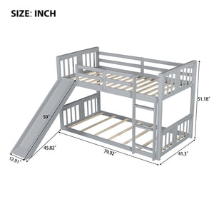English Elm Twin Over Kids Bunk Bed with Slide Ladder Pine Frame White Finish LT000108AAE-1