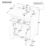 English Elm 24" Bathroom Vanity With Sink, Bathroom Vanity Cabinet With One Flip Drawer and Doors, Solid Wood and Mdf, White