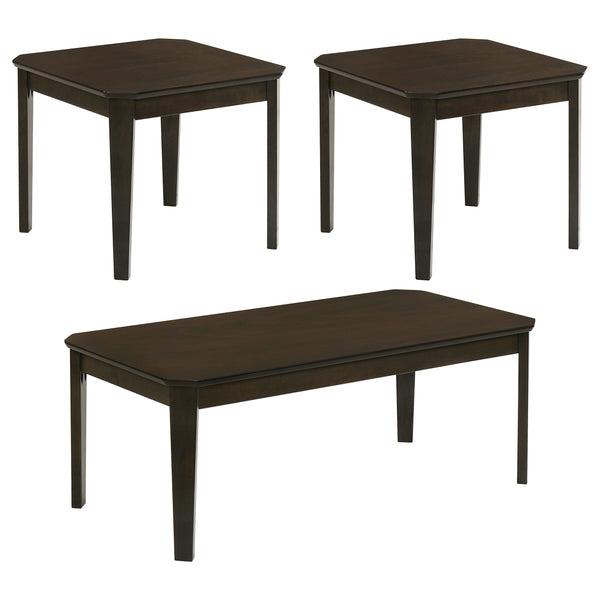 English Elm Amaro Dark Brown 3-Piece Coffee & End Table Set — Sleek Okume Veneer, Slim Legs, Durable Rubberwood Finish B062P344952