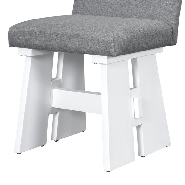 English Elm Topmax Contemporary Six Seat Rubberwood Dining Set with Linen Upholstered Chairs SP000077AAE