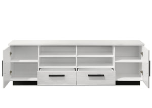 English Elm Tropea 58 Inch Open Shelf Media Console with Oak Finish and Cord Management B2749P413260
