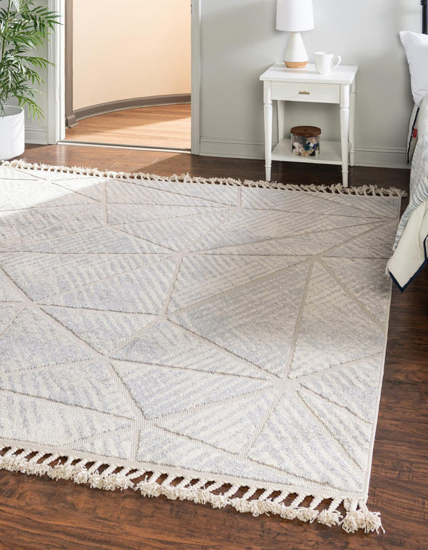Unique Loom Arlo AJ Machine Made Geometric Rug Sandy Beige, Gray/Ivory 9' 10" x 9' 10"