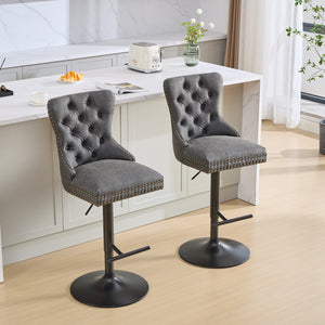 English Elm A&A Retro Pu Swivel Barstools Set Of 2, Adjustable Height 26-33", Vintage Comfort For Kitchen & Bar W1143P195203